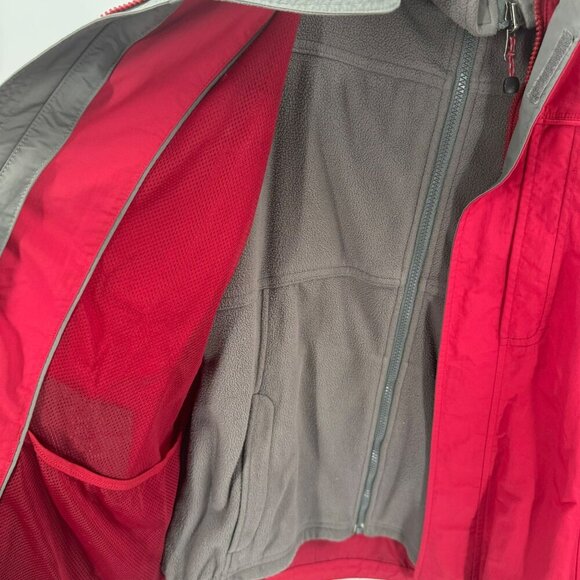 L.L. Bean Red Waterproof Hooded Coat With Removable Gray Fleece Jacket Size S - Picture 5 of 9